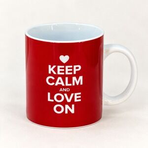 Soho Loft Red Keep Calm and Love On Mug Unisex OS Y2K Heart Aesthetic Coffee Cup